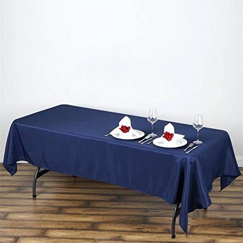 Balsacircle 60X102-Inch Navy Blue Rectangle Polyester Tablecloth Table Cover Linens For Wedding Party Events Kitchen Dining